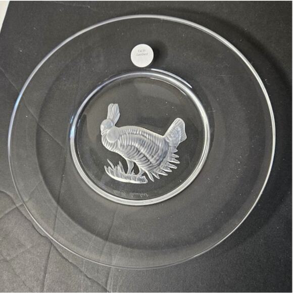 Val St Lambert Intaglio Cut Glass Game Birds 3 designs Belgian Crystal plates 8" - Picture 4 of 6